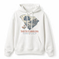 Vintage South Carolina State Graphic Pullover Hoodie in White, front view on a white background
