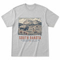 Vintage South Dakota State Graphic T-Shirt in Heather Gray, front view on a white background