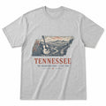 Vintage Tennessee State Graphic T-Shirt in Heather Gray, front view on a white background