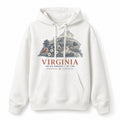 Vintage Virginia State Graphic Pullover Hoodie in White, front view on a white background