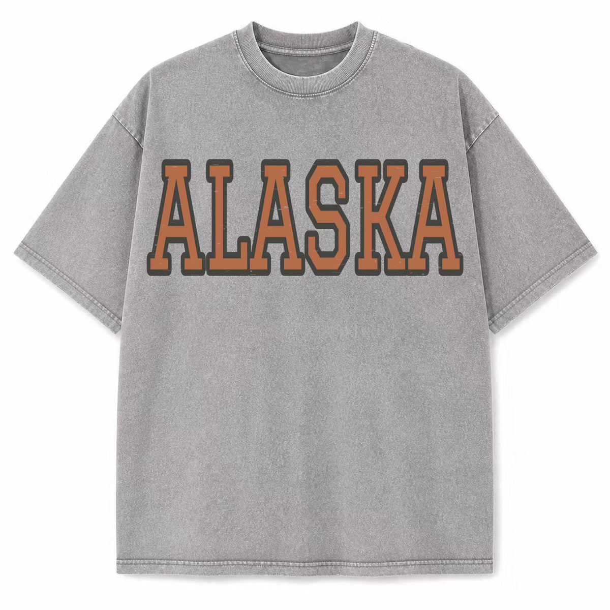 Alaska Collegiate Letter washed vintage heavyweight T-shirt in Light Gray