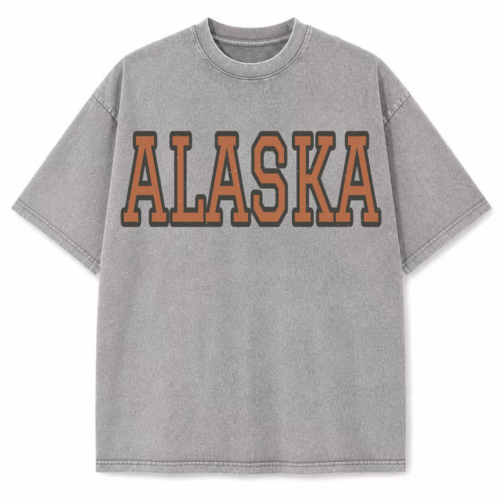 Alaska Collegiate Letter washed vintage heavyweight T-shirt in Light Gray