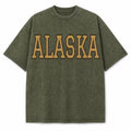 Alaska Collegiate Letter washed vintage heavyweight T-shirt in Military Green