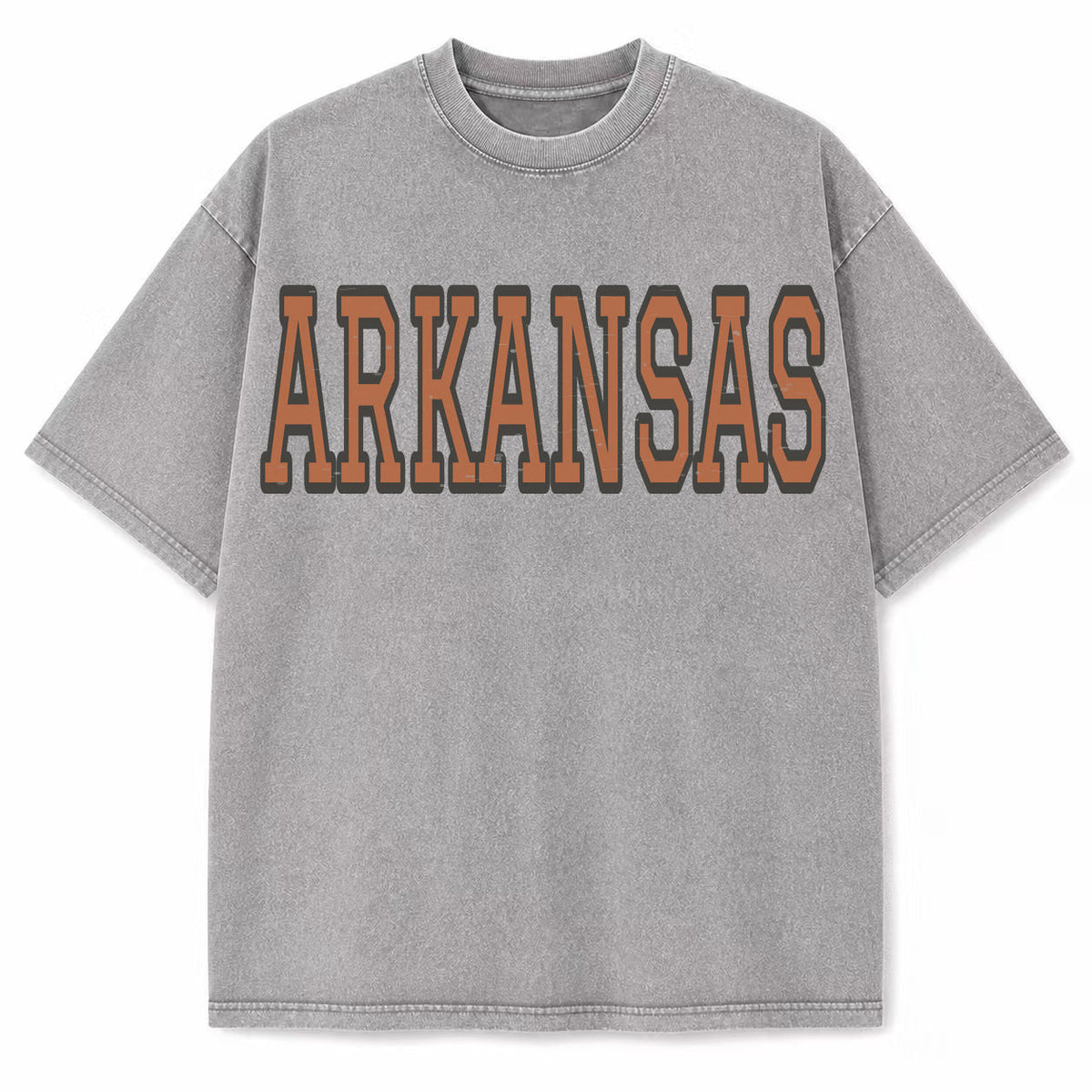Arkansas Collegiate Letter washed vintage heavyweight T-shirt in Light Gray