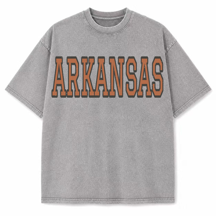 Arkansas Collegiate Letter washed vintage heavyweight T-shirt in Light Gray