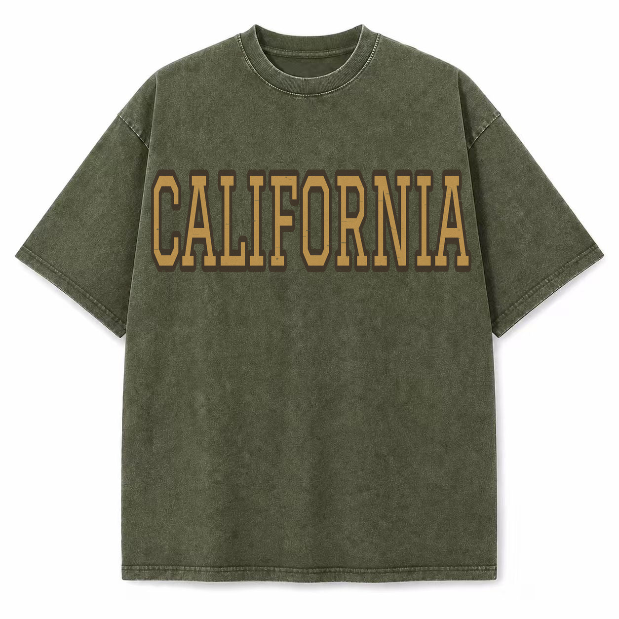California Collegiate Letter washed vintage heavyweight T-shirt in Military Green