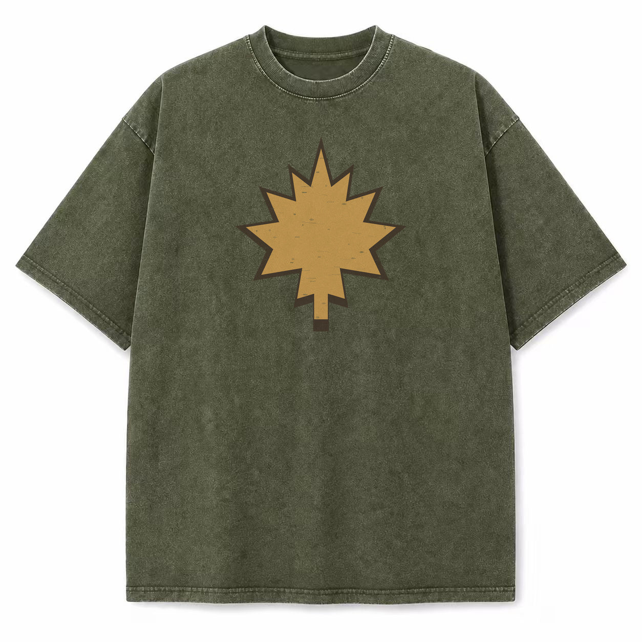 Canada Maple Icon washed vintage heavyweight T-shirt in Military Green