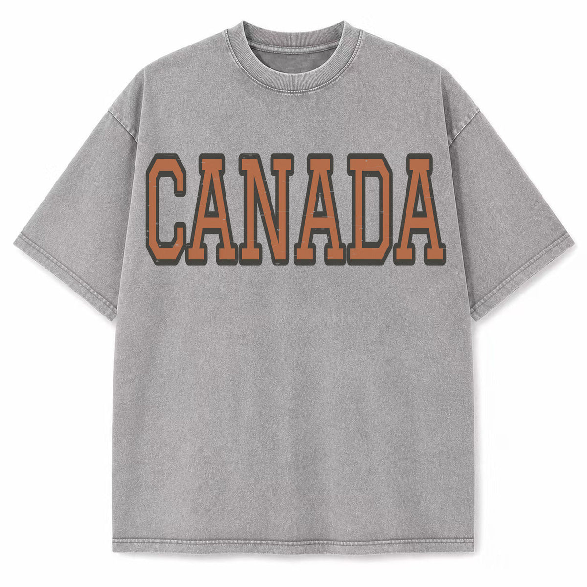 Canada Collegiate Letter washed vintage heavyweight T-shirt in Light Gray