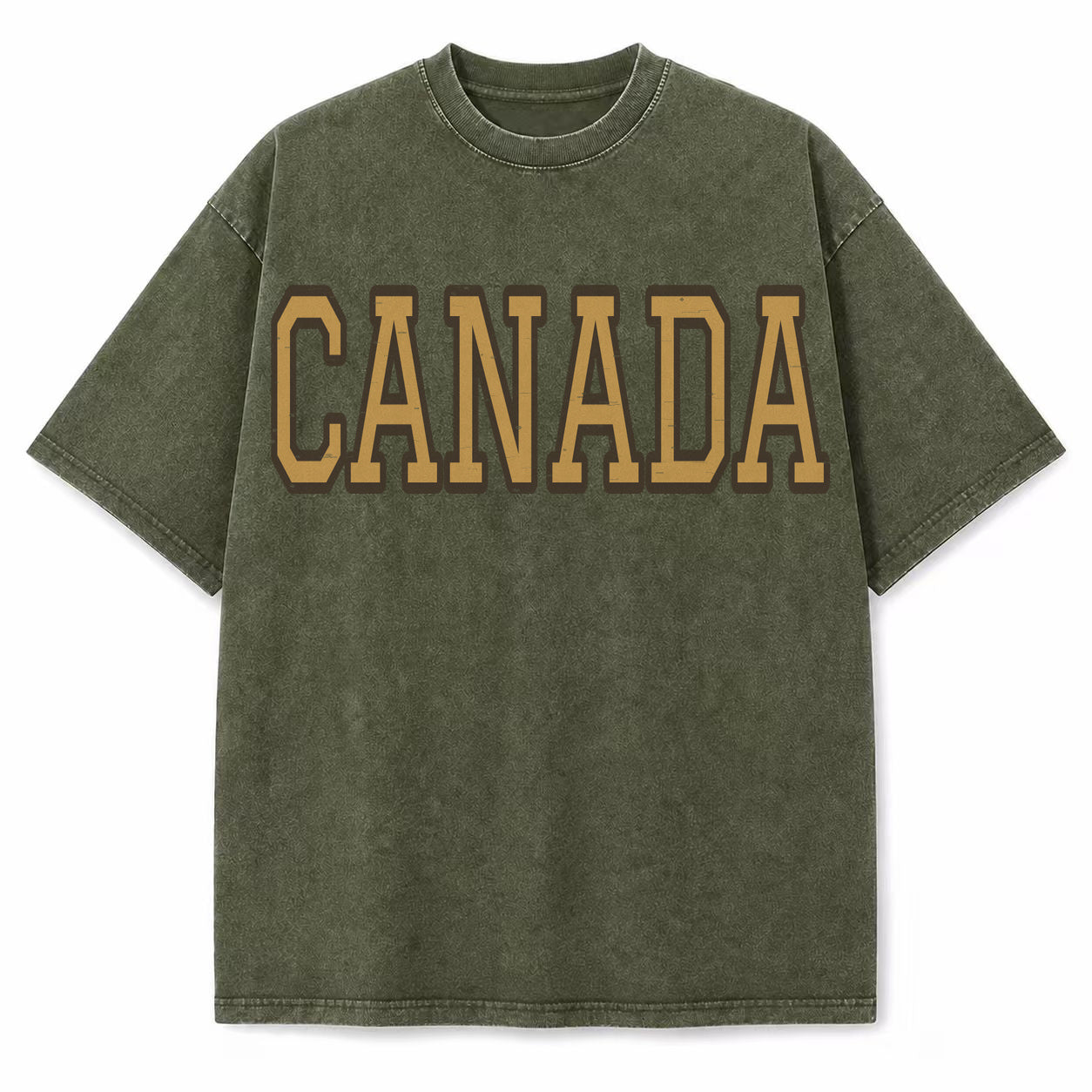Canada Collegiate Letter washed vintage heavyweight T-shirt in Military Green