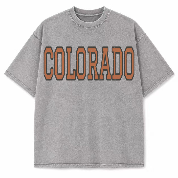 Colorado Collegiate Letter washed vintage heavyweight T-shirt in Light Gray