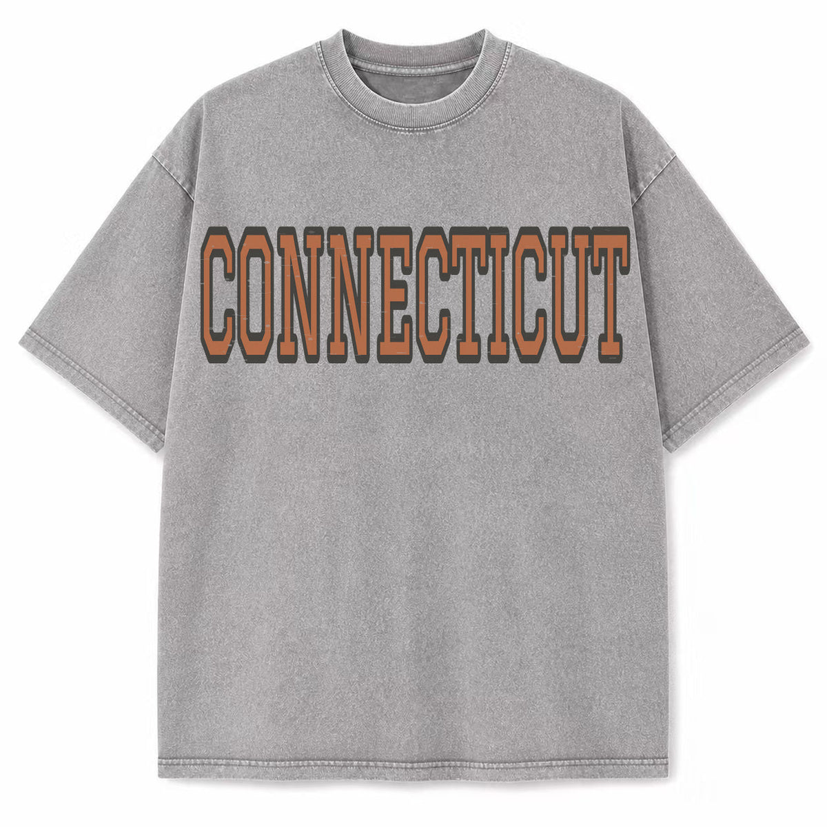 Connecticut Collegiate Letter washed vintage heavyweight T-shirt in Light Gray