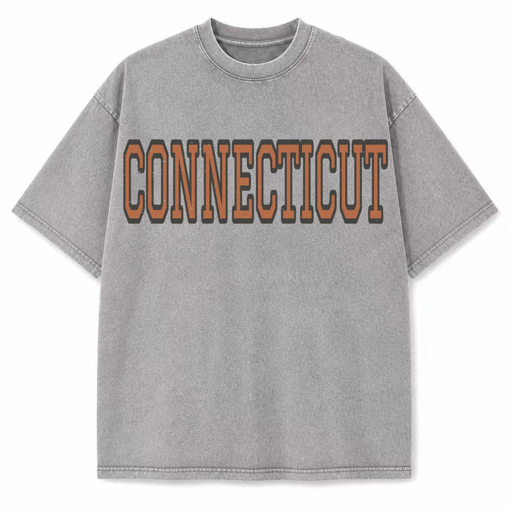 Connecticut Collegiate Letter washed vintage heavyweight T-shirt in Light Gray