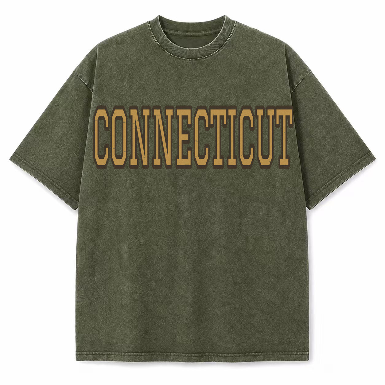 Connecticut Collegiate Letter washed vintage heavyweight T-shirt in Military Green