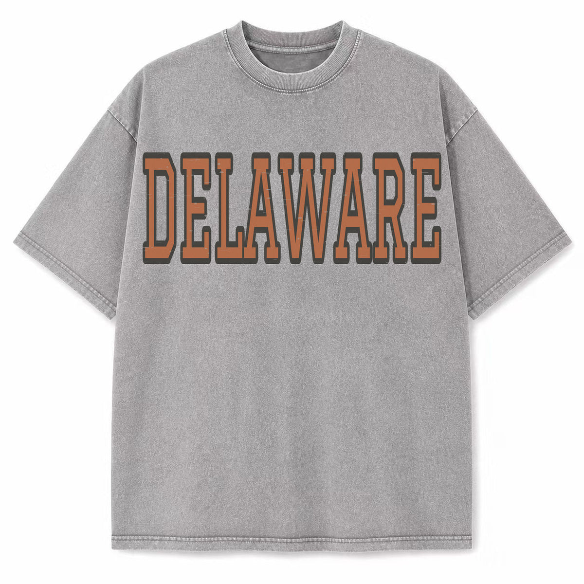 Delaware Collegiate Letter washed vintage heavyweight T-shirt in Light Gray