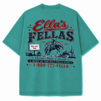 Ella's Fellas Texas Rodeo Vintage Washed Heavyweight Graphic Tee in Green, back view
