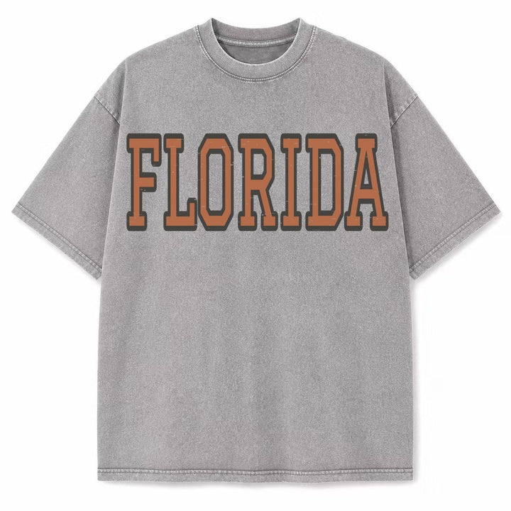 Florida Collegiate Letter washed vintage heavyweight T-shirt in Light Gray