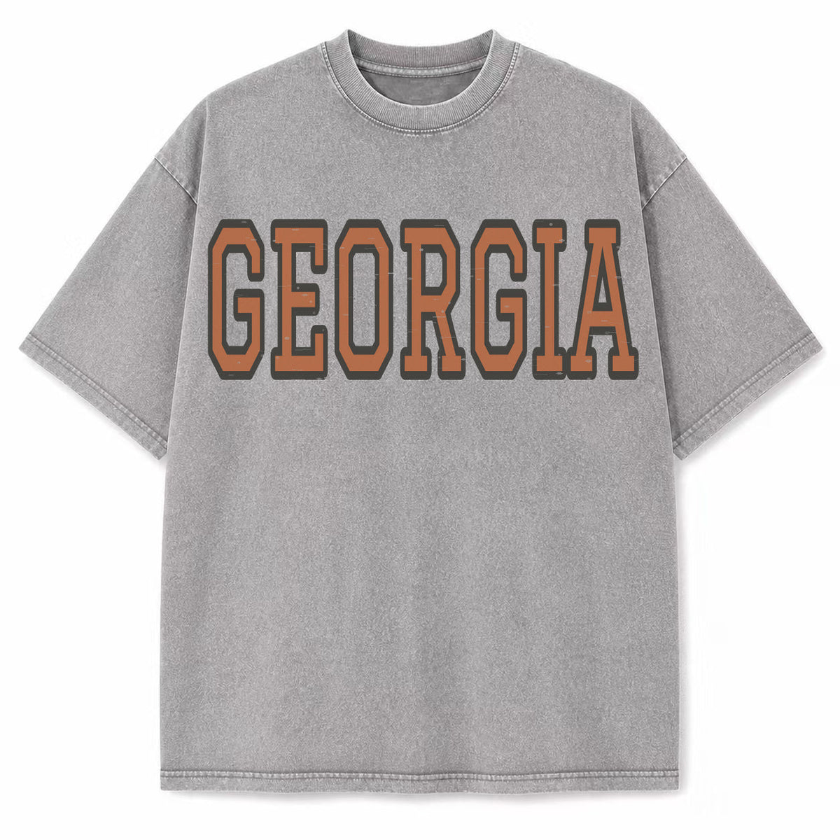 Georgia Collegiate Letter washed vintage heavyweight T-shirt in Light Gray