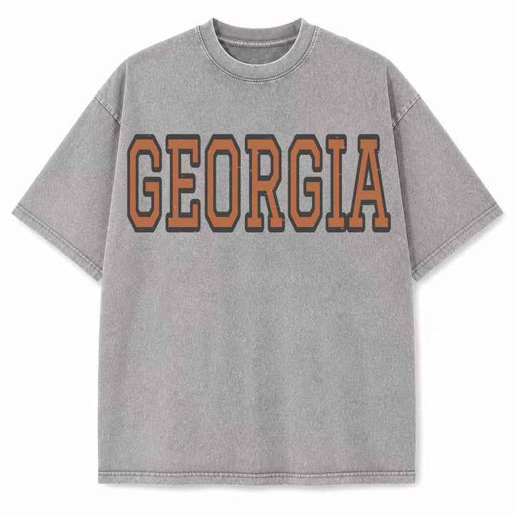Georgia Collegiate Letter washed vintage heavyweight T-shirt in Light Gray