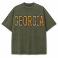 Georgia Collegiate Letter washed vintage heavyweight T-shirt in Military Green