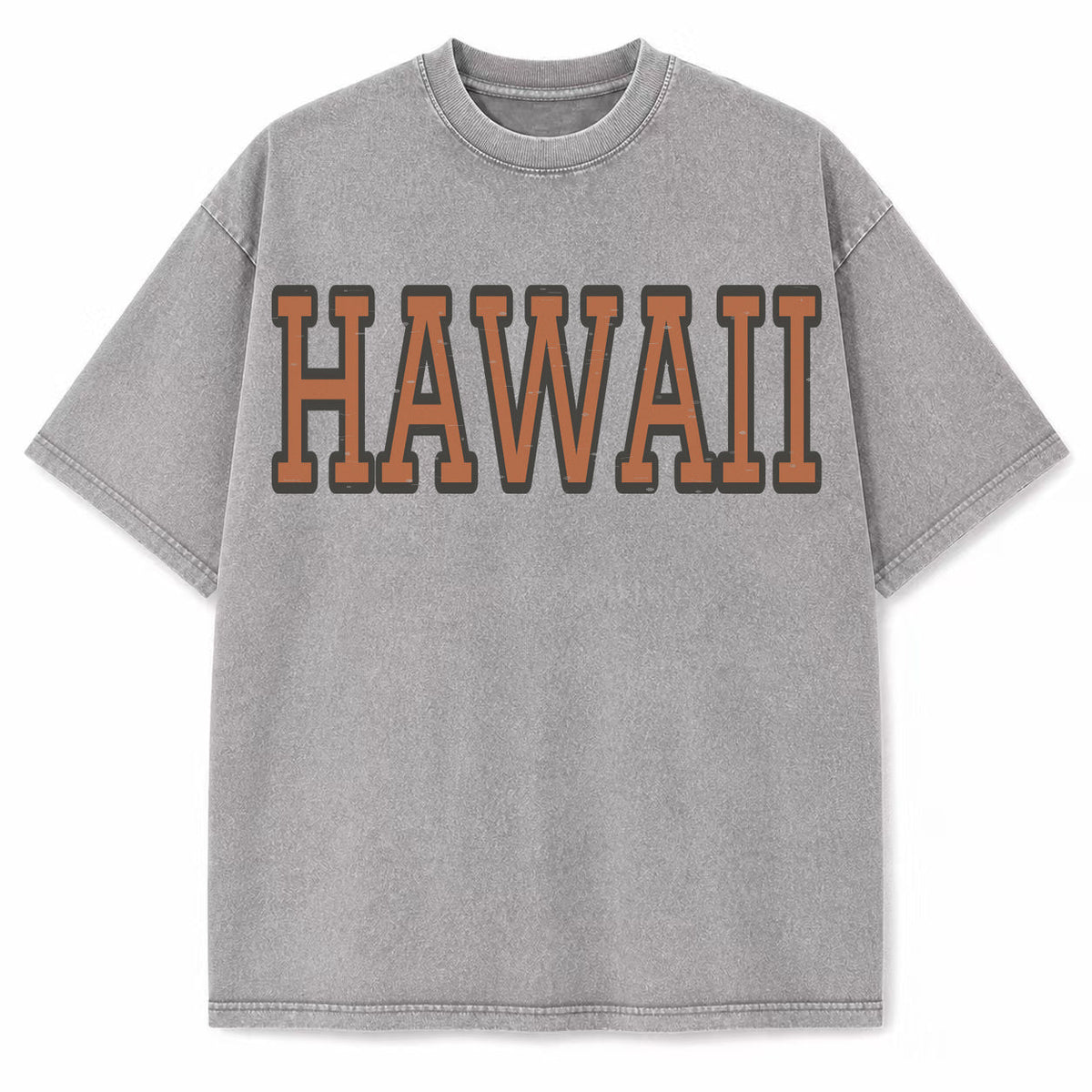 Hawaii Collegiate Letter washed vintage heavyweight T-shirt in Light Gray