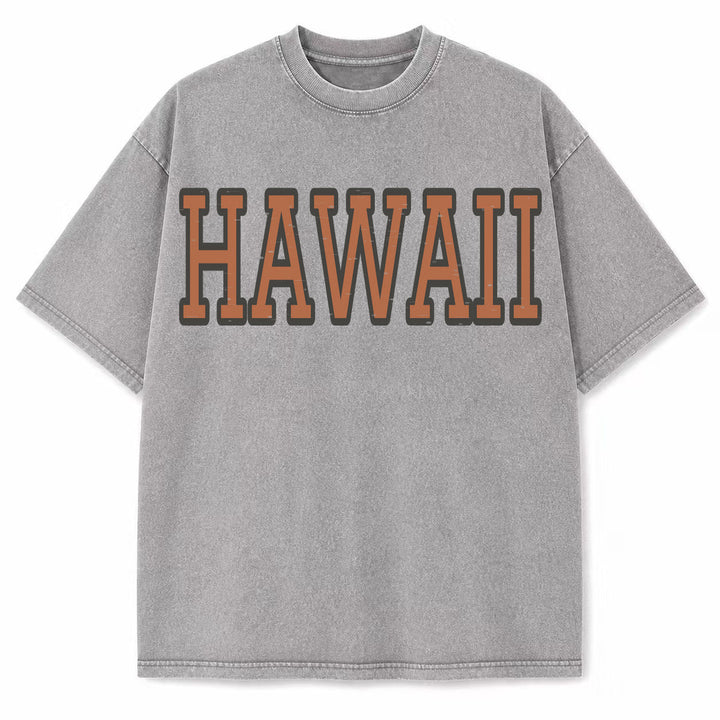 Hawaii Collegiate Letter washed vintage heavyweight T-shirt in Light Gray