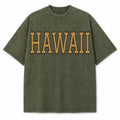 Hawaii Collegiate Letter washed vintage heavyweight T-shirt in Military Green