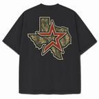 Houston camouflage vintage washed heavyweight T-shirt in Black, back view