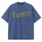 Houston camouflage vintage washed heavyweight T-shirt in Blue, front view