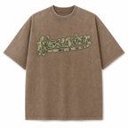 Houston camouflage vintage washed heavyweight T-shirt in Brown, front view