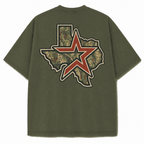 Houston camouflage vintage washed heavyweight T-shirt in Military Green, back view