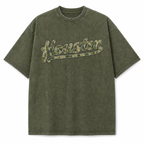 Houston camouflage vintage washed heavyweight T-shirt in Military Green, front view
