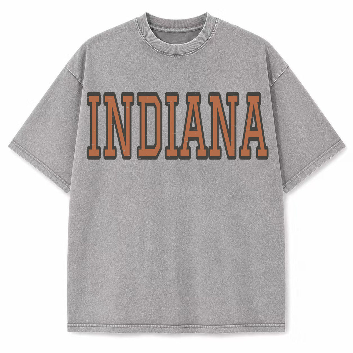 Indiana Collegiate Letter washed vintage heavyweight T-shirt in Light Gray