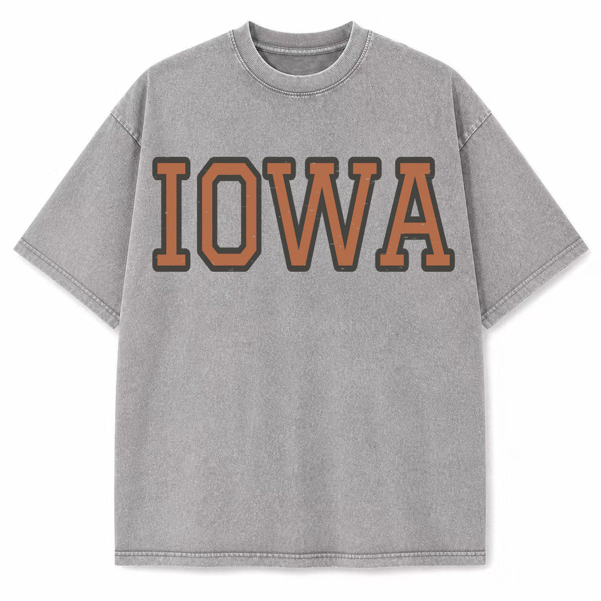 Iowa Collegiate Letter washed vintage heavyweight T-shirt in Light Gray
