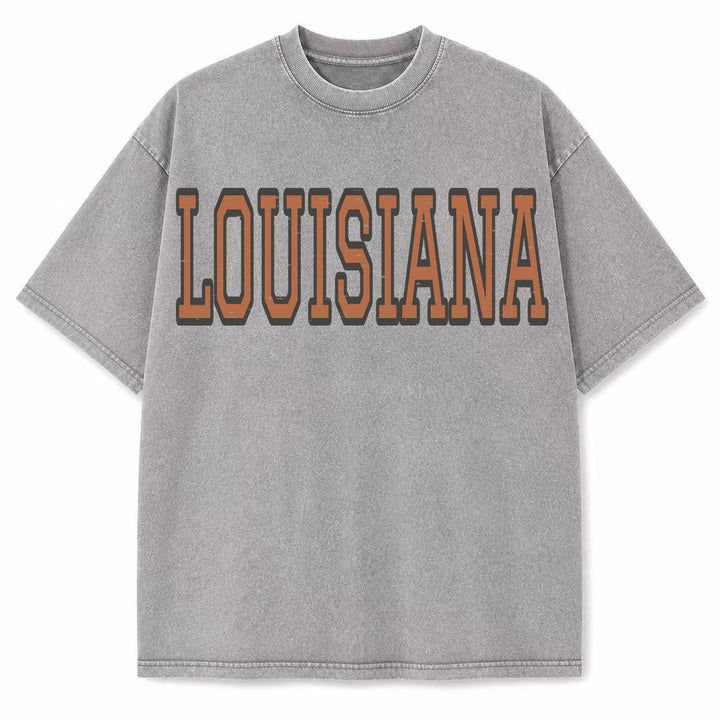 Louisiana Collegiate Letter washed vintage heavyweight T-shirt in Light Gray