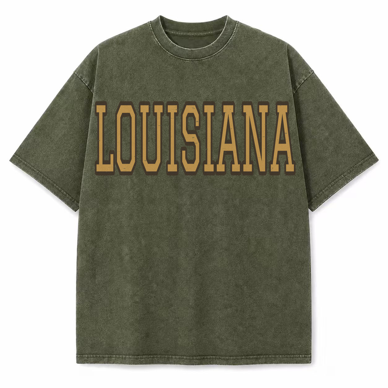 Louisiana Collegiate Letter washed vintage heavyweight T-shirt in Military Green