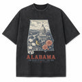 Vintage Washed Alabama Yellowhammer Graphic Tee in Black, front view on a white background