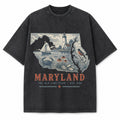 Vintage Washed Maryland Chesapeake Graphic Tee in Black, front view on a white background