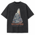 Vintage Washed New Hampshire Covered Bridge Graphic Tee in Black, front view on a white background
