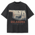 Vintage Washed Oklahoma Bison Graphic Tee in Black, front view on a white background