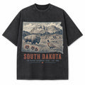 Vintage Washed South Dakota Mount Rushmore Graphic Tee in Black, front view on a white background