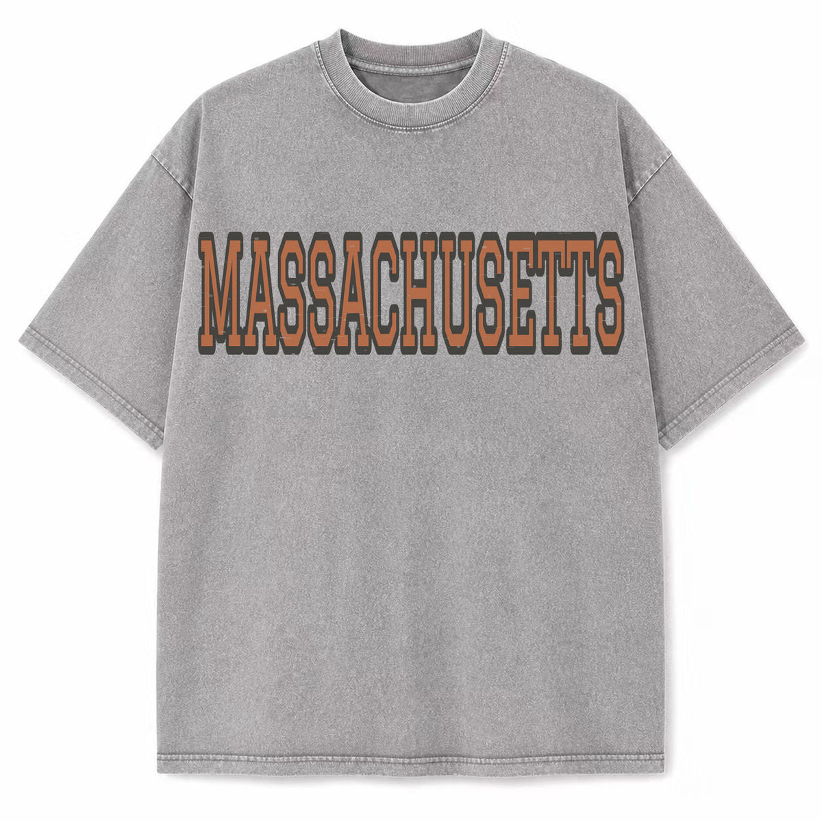 Massachusetts Collegiate Letter washed vintage heavyweight T-shirt in Light Gray
