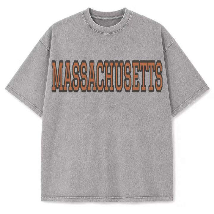 Massachusetts Collegiate Letter washed vintage heavyweight T-shirt in Light Gray