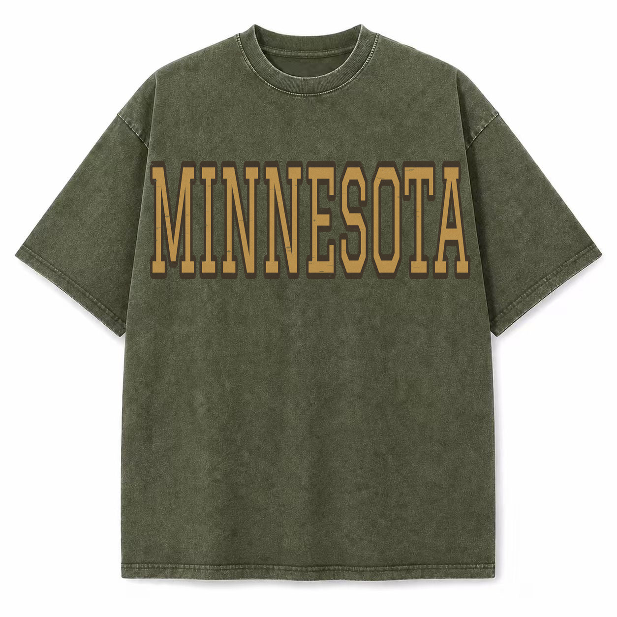 Minnesota Collegiate Letter washed vintage heavyweight T-shirt in Military Green