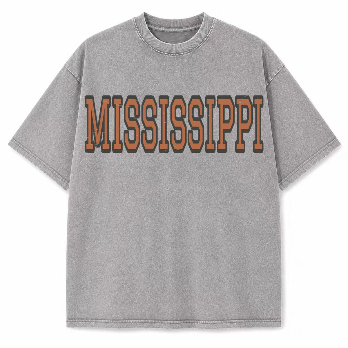 Mississippi Collegiate Letter washed vintage heavyweight T-shirt in Light Gray