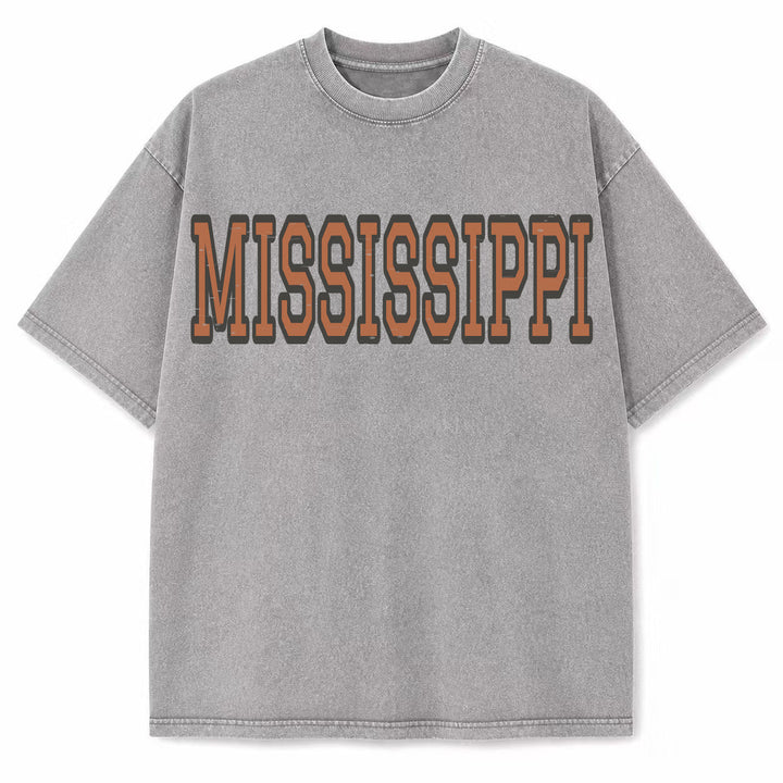 Mississippi Collegiate Letter washed vintage heavyweight T-shirt in Light Gray