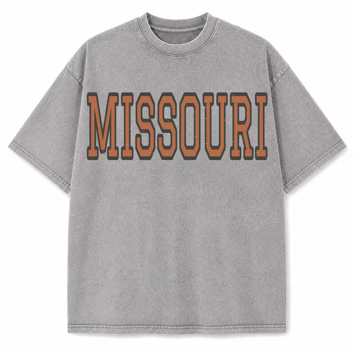 Missouri Collegiate Letter washed vintage heavyweight T-shirt in Light Gray