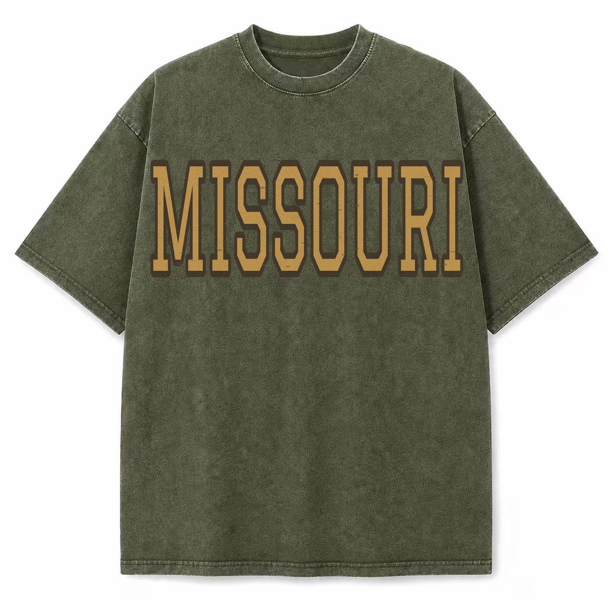 Missouri Collegiate Letter washed vintage heavyweight T-shirt in Military Green