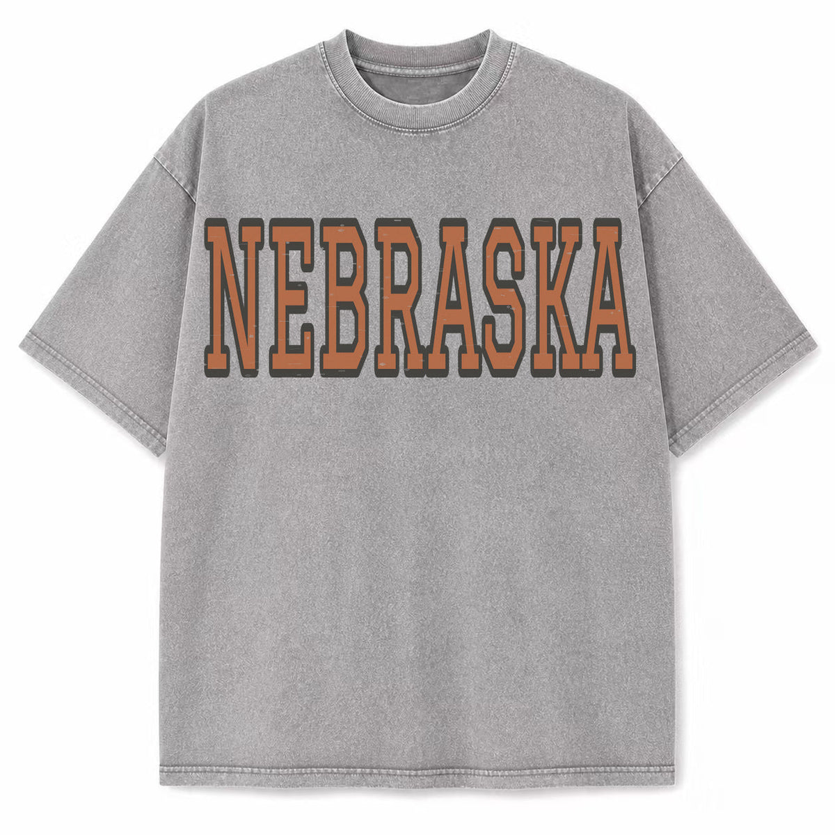 Nebraska Collegiate Letter washed vintage heavyweight T-shirt in Light Gray