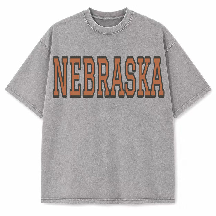 Nebraska Collegiate Letter washed vintage heavyweight T-shirt in Light Gray