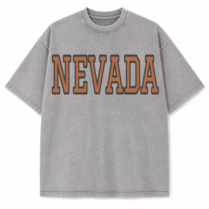 Nevada Collegiate Letter washed vintage heavyweight T-shirt in Light Gray